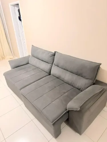 Sofá Retrátil Reclinável 5 Lugares Veludo Panamá Besthouse