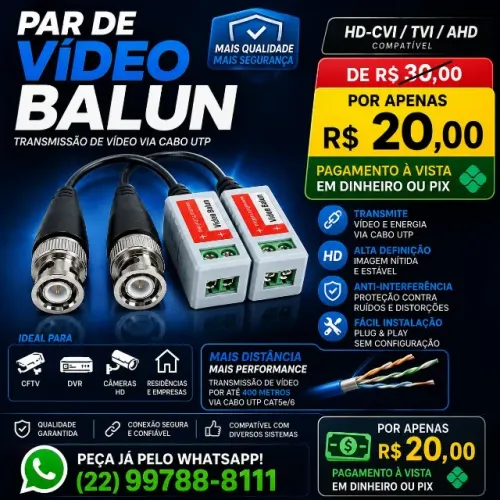 Vídeo balun o par NÃO RESERVO ( Contato apenas Whatsapp ) produto novo