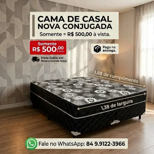 Cama de casal linda, só vendas pronta entrega, frete grátis em Natal e região.