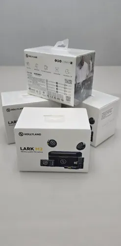 Microfone Hollyland Lark M2 Duo Combo Duplo<br>Para 2 Pessoas USB-C, Lightning e Camera preto