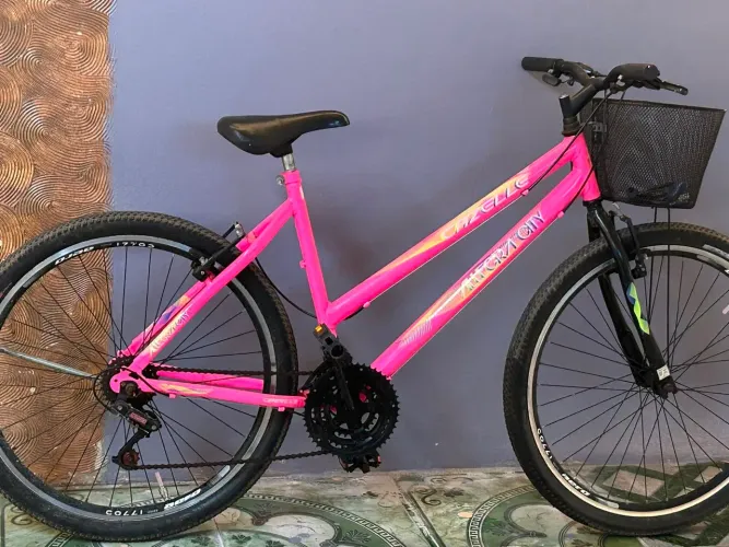 Vendo bicicleta Aro 26 com parede dupla18 marchas Freios V-BrakeAcompanha cestão frontal