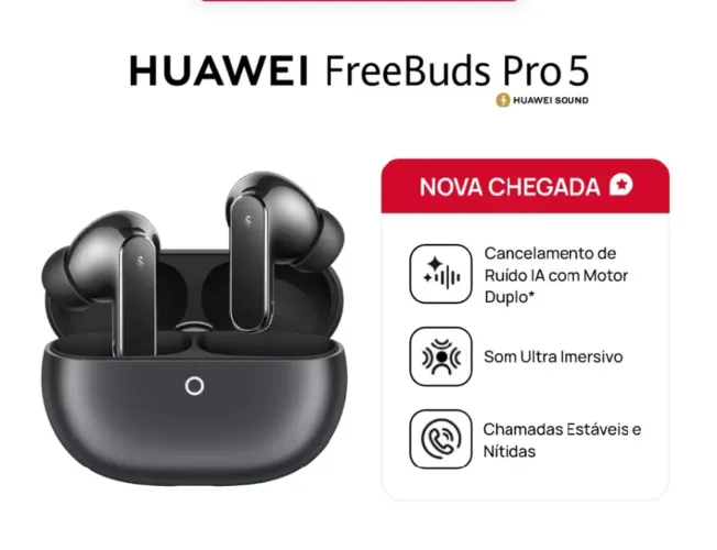 HUAWEI FreeBuds Pro 5 Cinza - O Melhor da Atualidade, Novo e Lacrado