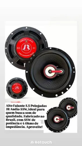 Par Alto Falante JR Audio 5.5 Pol 55W RMS 4 Ohms Novo R$90 
