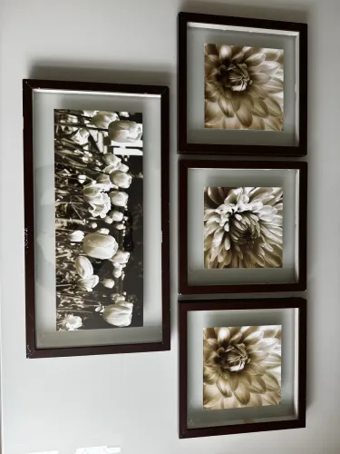 Conjunto de Quadros Decorativos Florais - 4 Peças