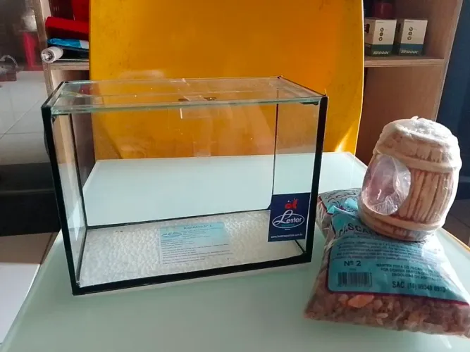 Kit Aquário nano, substrato e enfeite (Ler descrição)