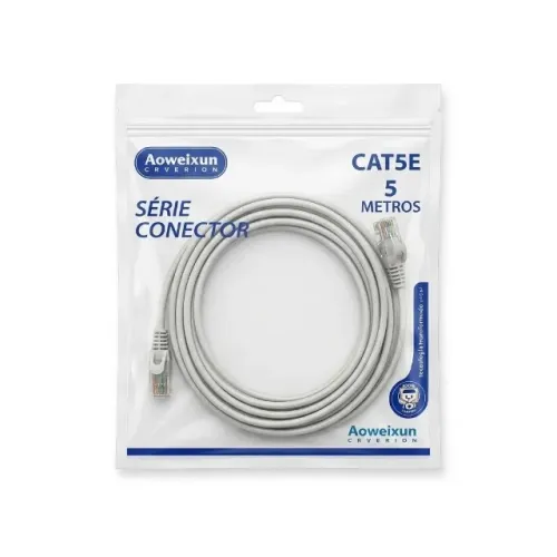 Cabo De Rede Patch Cord Cat5 RJ45 M5 Metros Azul Conectado Internet Modem Roteador PC Gam