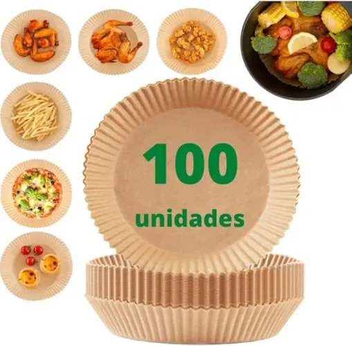 Formas de Papel para Air Fryer, 100 Unidades, Descartáveis