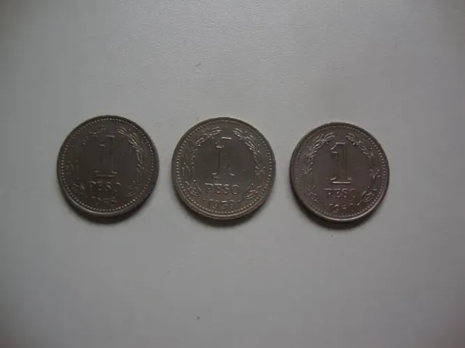 Lote Coleção 3 Moedas 1 Peso Argentino .