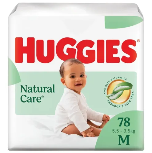 Pacote fralda huggies m natural care com 78 fraldas 