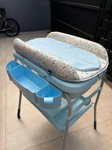 Banheira Trocador Chicco Azul com Suporte e Organizador