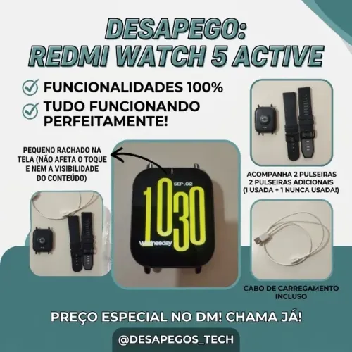 Smartwatch Redmi Watch 5 Active - Funcionando Perfeitamente!