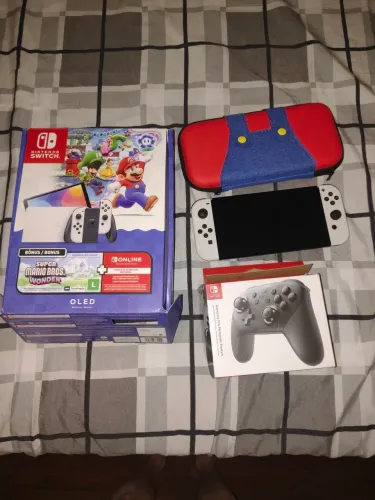 Nintendo switch OLED desbloqueado, 21 jogos, controle pró, estojo
