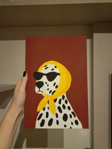 Tela pintada a mão de cachorro