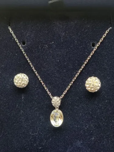 Swarovski colar + brincos com pedras cravejadas 5035876 - Novos