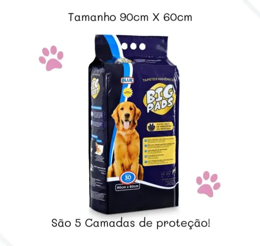 TAPETE HIGIÊNICO PARA CÃES - 30unids - tam.90x60cm. CADA PACOTE 15,00