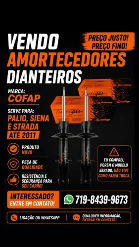 PAR AMORTECEDOR COFAP KIT DIANTEIRO - STRADA PALIO SIENA ATÉ 2011