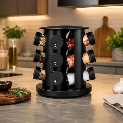 Porta Temperos com 9 Potes de Vidro
