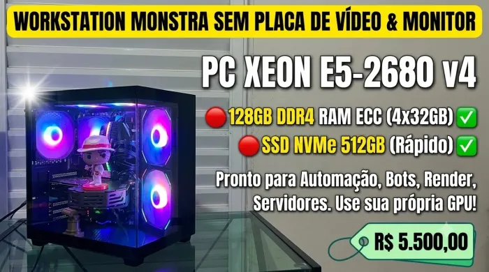 PC Workstation Gamer Xeon E5 2682 v4 +128GB RAM DDR4 + SSD NVMe
