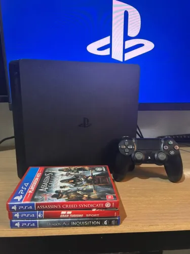 PS4 Slim 1TB com 3 Jogos (C/ Garantia | Aceito Cartão)