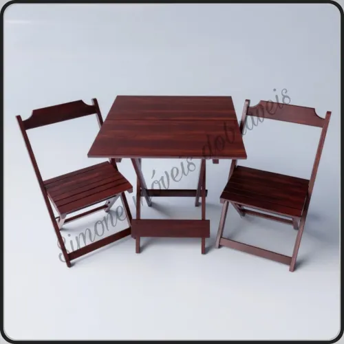 Conjunto mesa dobrável com 2 cadeiras