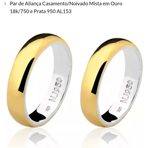 Vendo par de alianças em prata e ouro.