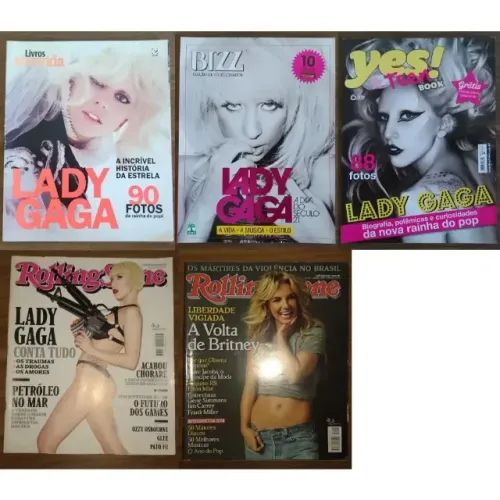 Revistas Lady Gaga Bizz, Atrevida Livro, Yes! Teen Book, Rolling Stone, Britney Spears