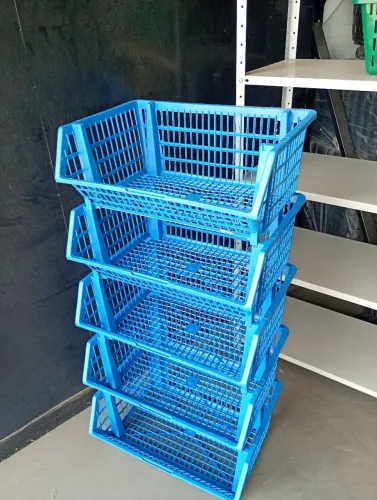 CESTO EMPILHAVEL AZUL PLASTICOBP LOJAS A VISTA 40,00 CADA *
