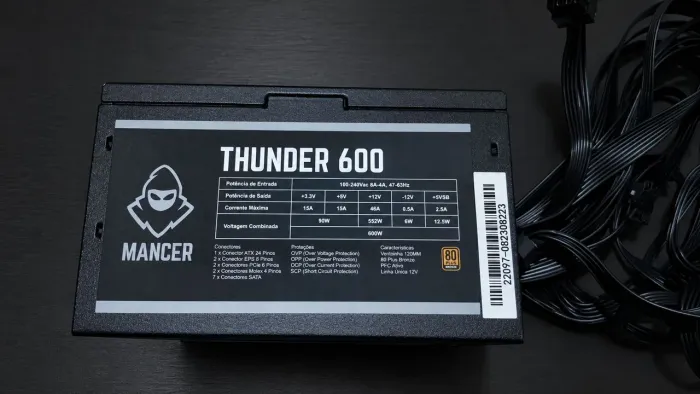 Fonte Mancer Thunder 600W 80 Plus Bronze com PFC ativo