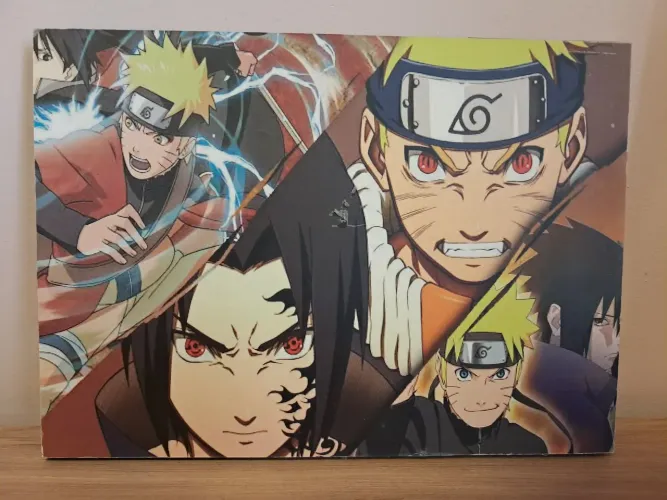 Quadro Naruto e Sasuke Uchiha 20x28cm - Arte com Personagens - Decoração Geek
