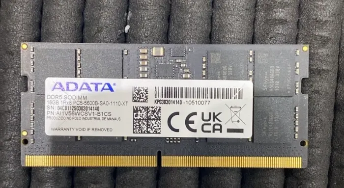 Memória RAM ADATA 16GB DDR5 5600MHz SO-DIMM 1Rx8 Notebook
