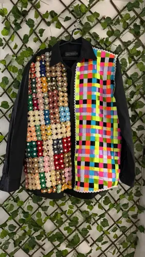 Camisa Preta John Vincent Customizada Patchwork Artesanal