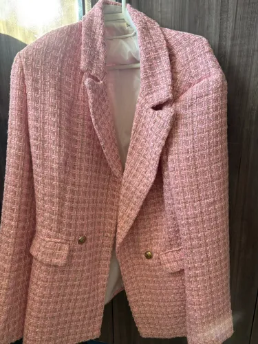 Lindo blazer xadrez rosa 