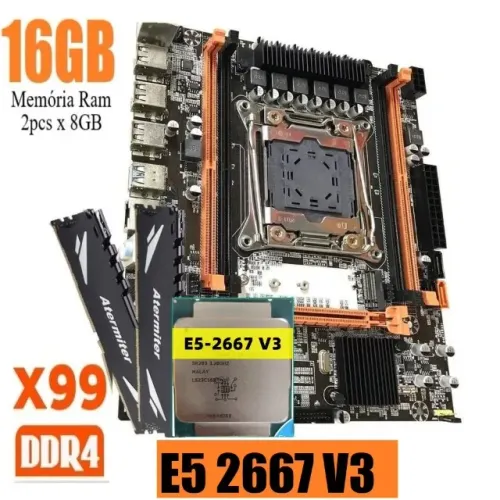 Kit Placa Mãe X99 +Intel E5-2667 V3+16gb 2666