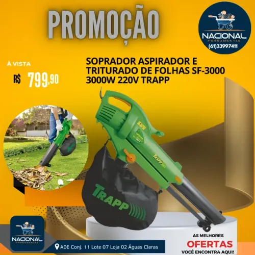Soprador Aspirador e Triturado de Folhas SF-3000 3000W 220V TRAPP
