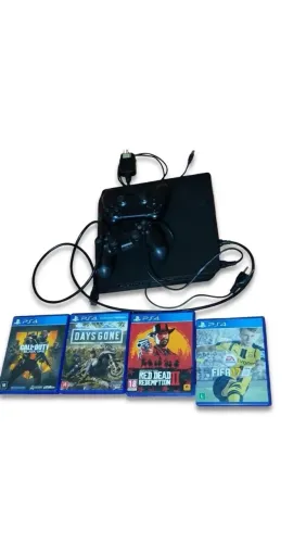PlayStation 4 slim+ 4 jogos físicos 