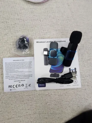 ?Microfone de Lapela Sem Fio Profissional (USB-C/iPhone) - Áudio Cristalino p/ Vídeos