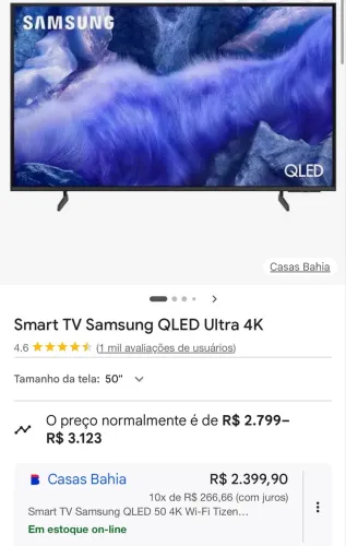 Samsung QLED 50? Q60C - Funcionando - Ótima imagem - Pequeno defeito na tela