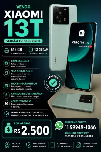 Celular Xiomi 13T 512Gb 12gb memória