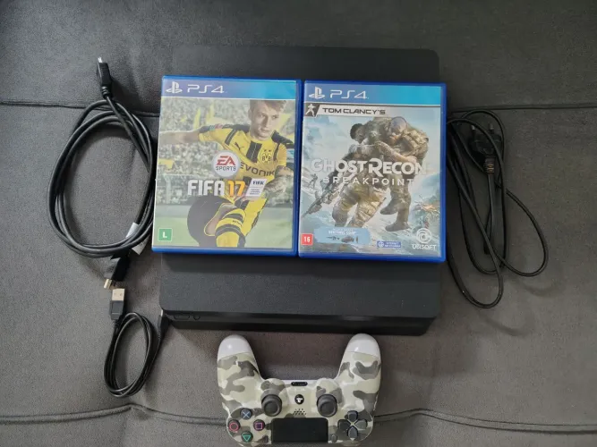 Playstation 4 PS4 Slim 500gb completo + 2 jogos