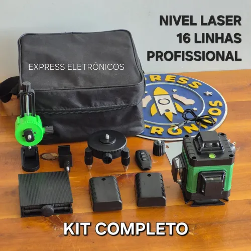 NIVEL LASER 16 LINHAS KIT COMPLETO 2 BATERIAS ACESSÓRIOS BOLSA PROFISSIONAL ORIGINAL NOVO