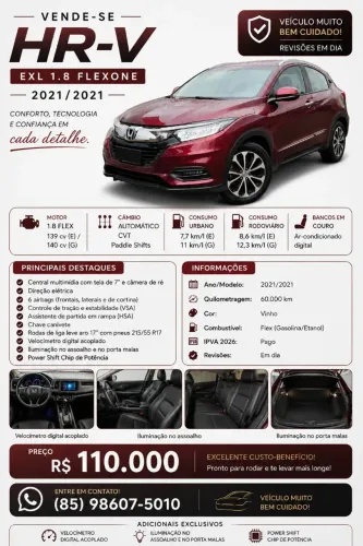 Honda HR-V EXL 1.8 Flexone 16V 5P Aut. 2021