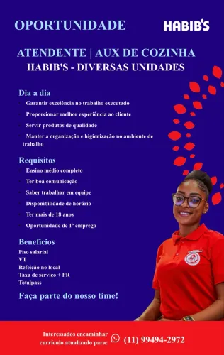 VAGA URGENTE PARA INÍCIO IMEDIATO- DIVERSAS UNIDADES