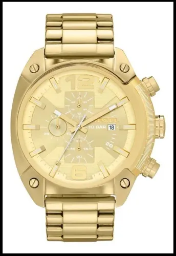 Relógio Diesel Overflow DZ4299 Original Dourado Cronógrafo Top