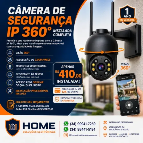 Câmera de segurança Ip 360° | Instalada completa