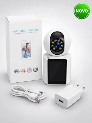 Câmera Wi-Fi Inteligente Segurança 360° Visão Noturna Com Tela