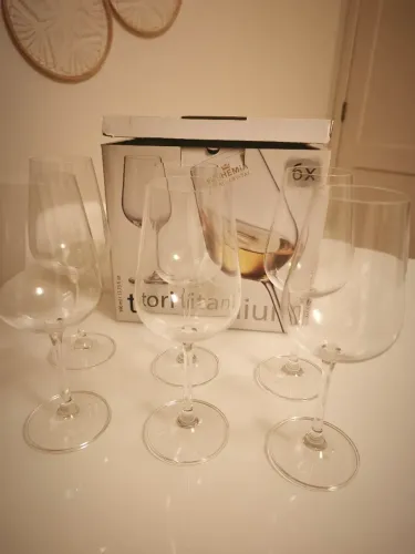 Jogo 6 Taças Bohemia Royal Crystal Tori Titanium 390 ml - Novas na Caixa