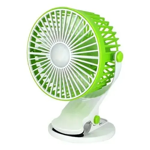 Ventilador e lanterna recarregável tipo c portátil clip 3 velocidades
