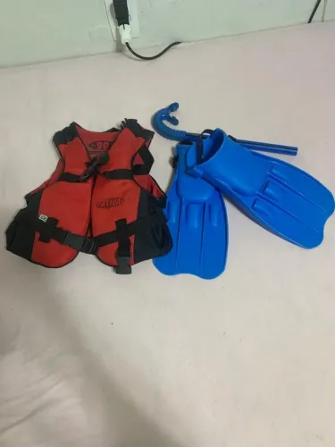 Colete Salva Vidas Para Criança até 20 Kg + Nadadeiras 