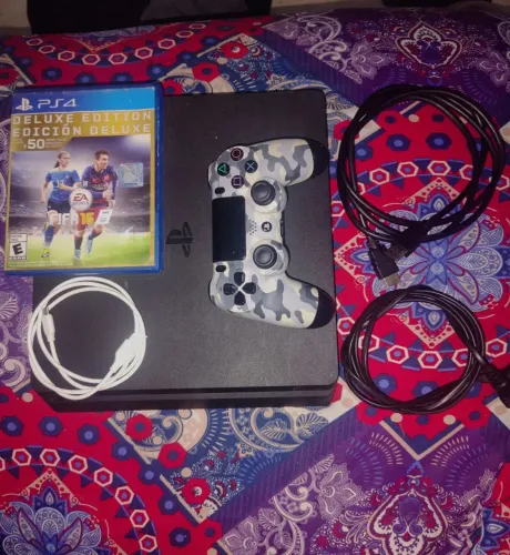Playstation 4 Slim 1TB - Com Controle Original, Cabos e Jogo Físico