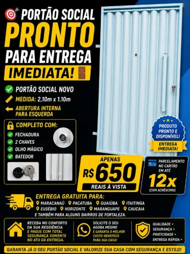 Portão social em aço galvanizado
